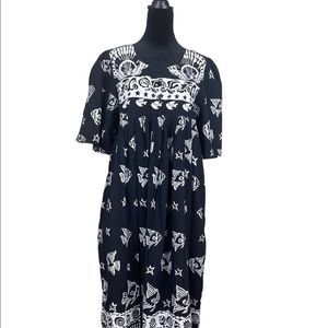 Muumuu Maxi Dress Shell Fish Pattern 100% Cotton Sz M